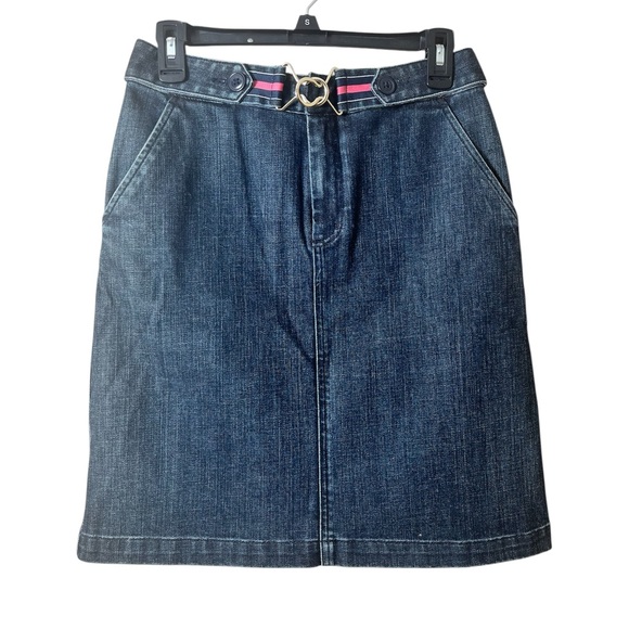 Vintage Talbots Belted Y2K Preppy Midi Denim Skirt Size 4 Soft Girl Retro - Picture 1 of 11